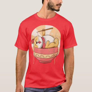 Kawaii Ramen Cute Anime Dog Corgi Japanese Noodles T-Shirt
