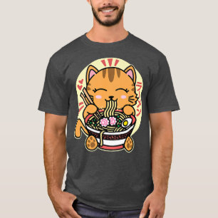 Kawaii Ramen Cute Anime Orange Cat Japanese Noodle T-Shirt
