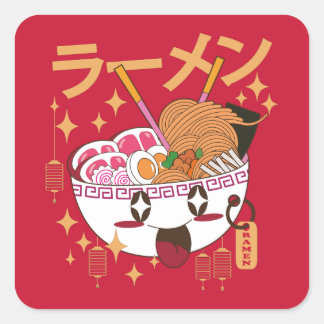 kawaii RAMEN Faux Canvas Print Square Sticker