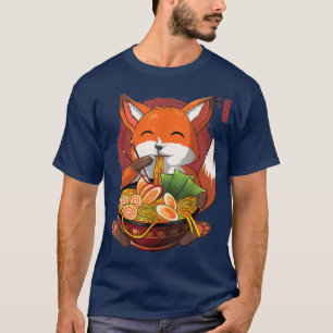 Kawaii Ramen Fox, Japanese Neko Noodle Funny Anime T-Shirt