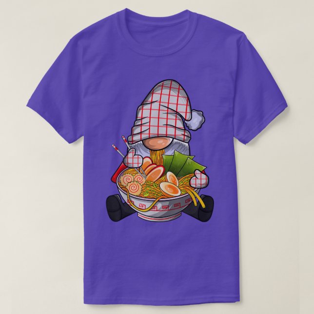 Kawaii Ramen Gnome, Japanese Neko Noodle Funny Ani T-Shirt (Design Front)