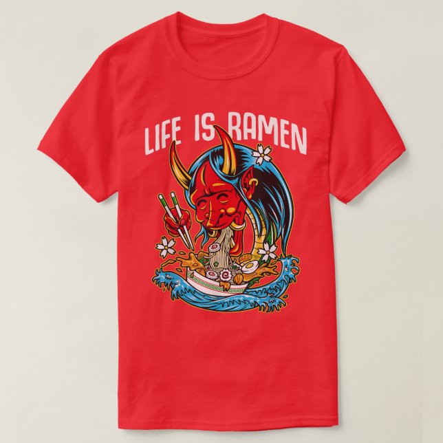 Kawaii Ramen is life Japanese Noodle Bowl Kanji An T-Shirt (Design Front)