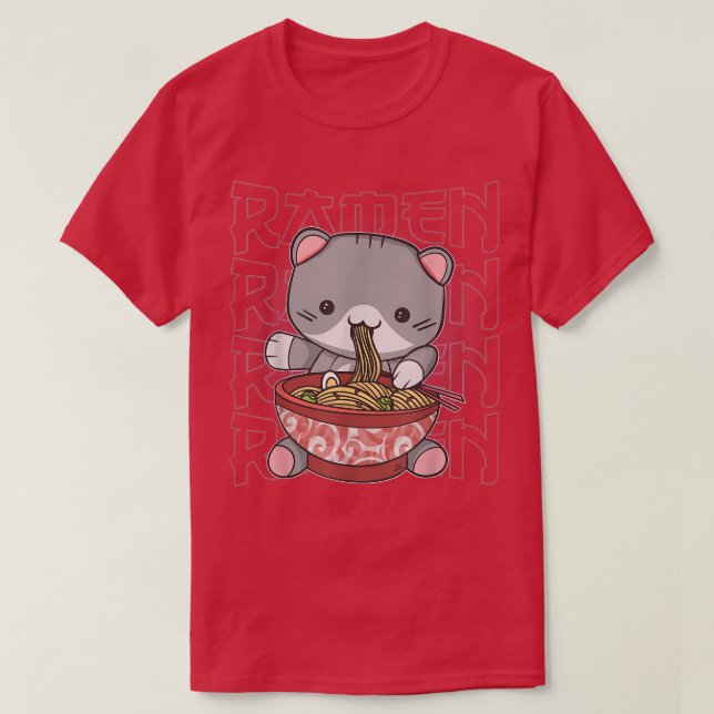 Kawaii Ramen Japanese Anime Noodles Catt Cats Nood T-Shirt (Design Front)