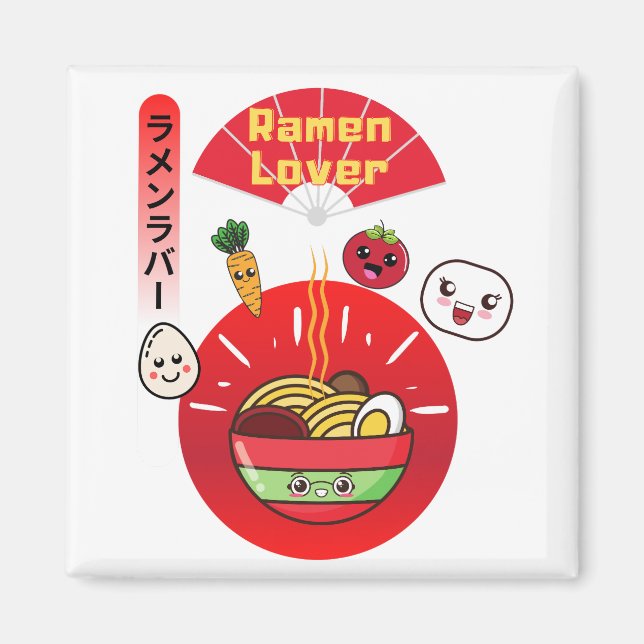 KAWAII RAMEN LOVER HAPPY FOOD STYLE MAGNET (Front)