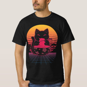 Kawaii Ramen Neko Retro Cat Japanese Noodle Anime  T-Shirt