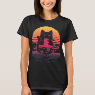 Kawaii Ramen Neko Retro Cat Japanese Noodle Anime T-Shirt