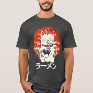 Kawaii Ramen Neko Retro Cat Japanese Noodle Anime T-Shirt