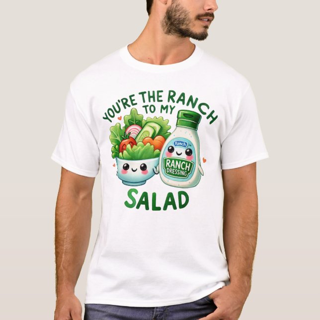 Kawaii Ranch Dressing and Salad Art T-Shirt (Front)
