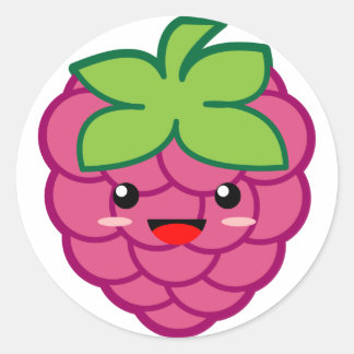 Kawaii Raspberry Classic Round Sticker