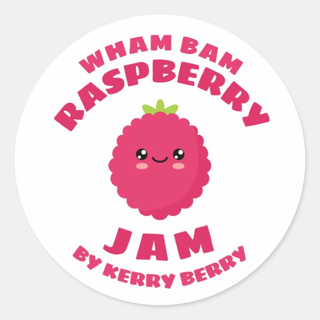 Kawaii Raspberry Jam Classic Round Sticker (Front)