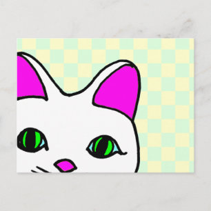 Kawaii Rave Lucky Cat Maneki Neko Postcard