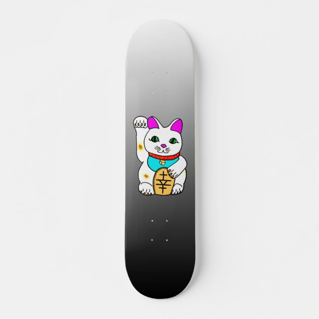 Kawaii Rave Lucky Cat Maneki Neko Skateboard (Front)
