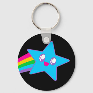 Kawaii Rave Neon Star Rainbow Key Ring