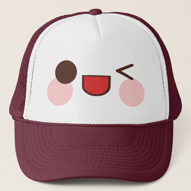 Kawaii Rave Winky Face Trucker Hat (Front)
