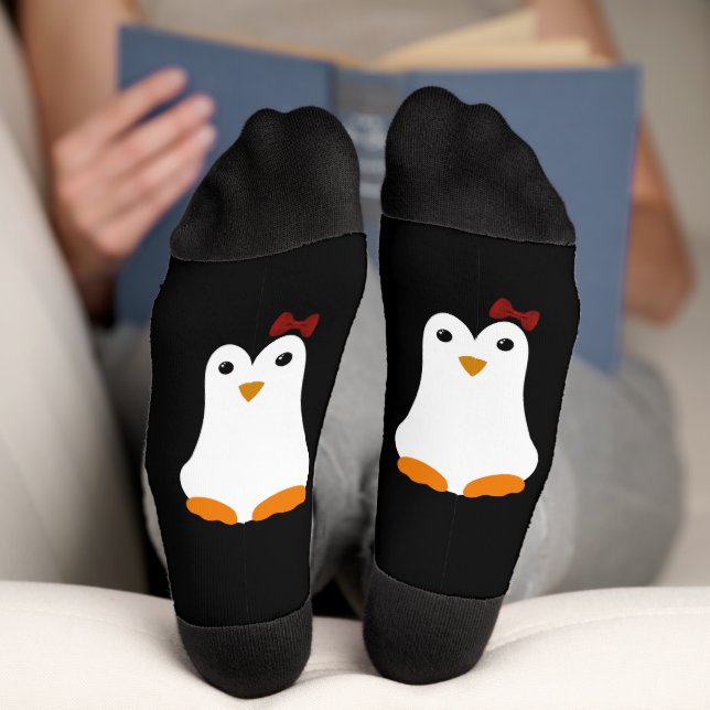 Kawaii Red Bow Penguin Socks (Bottom)