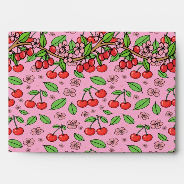 Kawaii Red Cherry Vibes Cute Girly Aesthetic  Envelope (Front)