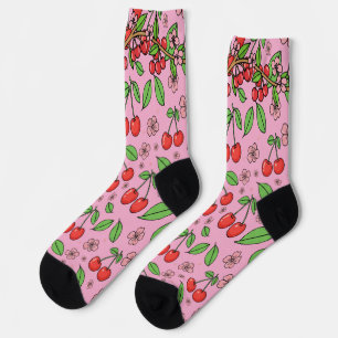 Kawaii Red Cherry Vibes Cute Girly Aesthetic Socks