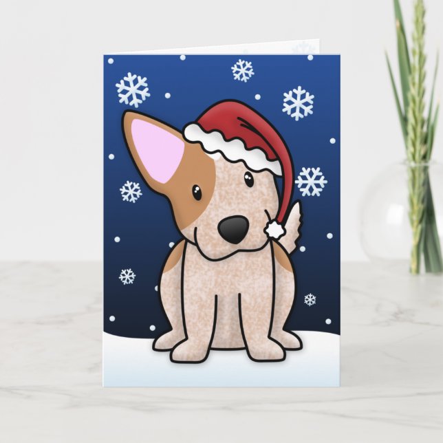 Kawaii Red Heeler Christmas Card (Front)
