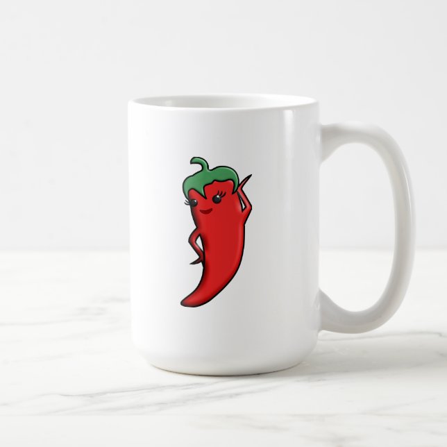 Kawaii Red Hot Pepper Diva Coffee Mug (Right)