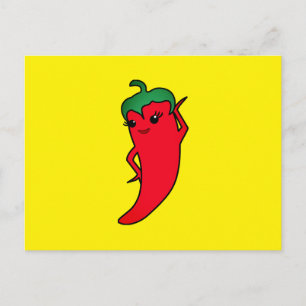 Kawaii Red Hot Pepper Diva Holiday Postcard