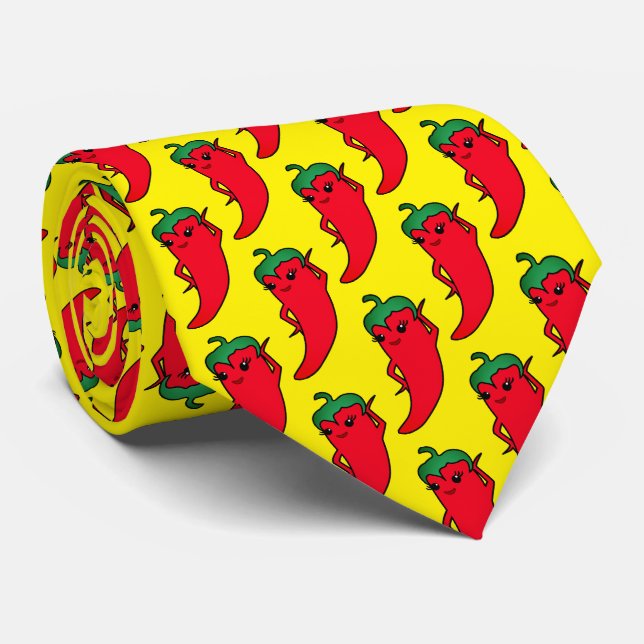 Kawaii Red Hot Pepper Diva Tie (Rolled)