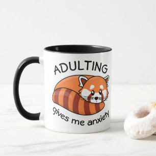 Kawaii Red Panda: Adulting gives me anxiety Mug