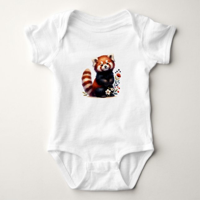 Kawaii Red Panda Design | Whimsical Creature  Baby Bodysuit (Front)