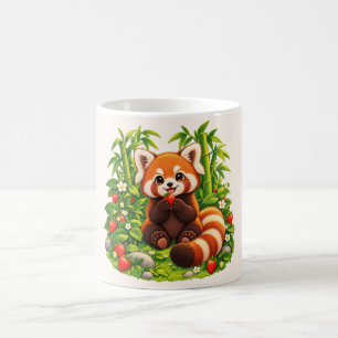Kawaii Red Panda Strawberry Garden Coffee Mug