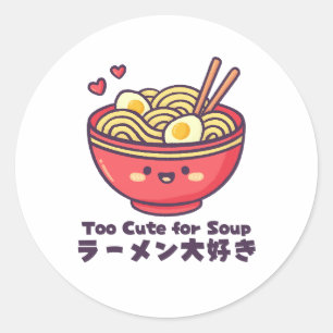 Kawaii Red Ramen Bowl Cartoon Classic Round Sticker