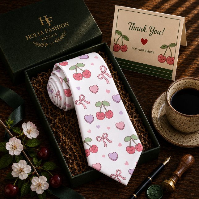 Kawaii Red Sweet Cherry Pattern Tie (Creator Uploaded)