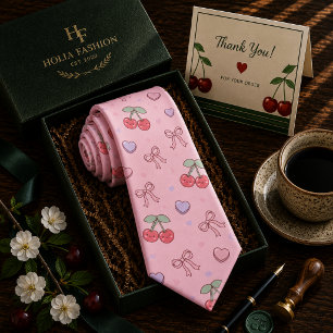 Kawaii Red Sweet Cherry Pattern Tie