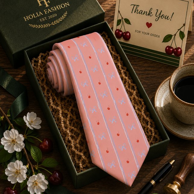Kawaii Red Sweet Cherry Pattern Tie (Creator Uploaded)