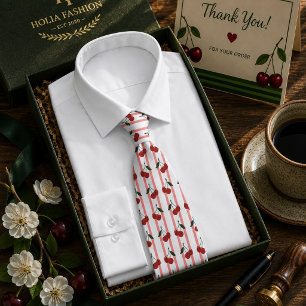 Kawaii Red Sweet Cherry Pattern Tie