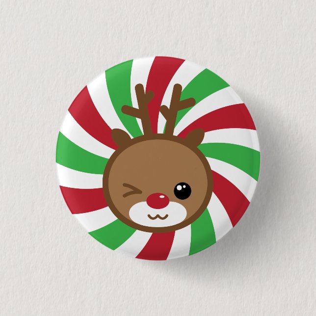 Kawaii Reindeer Button (Front)