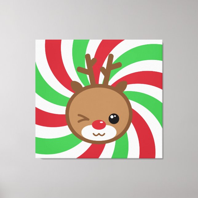 Kawaii Reindeer Canvas Wall Art (Front)