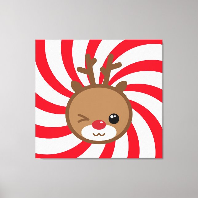 Kawaii Reindeer Canvas Wall Art (Front)