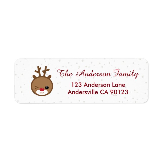 Kawaii Reindeer Christmas Address Labels (Front)