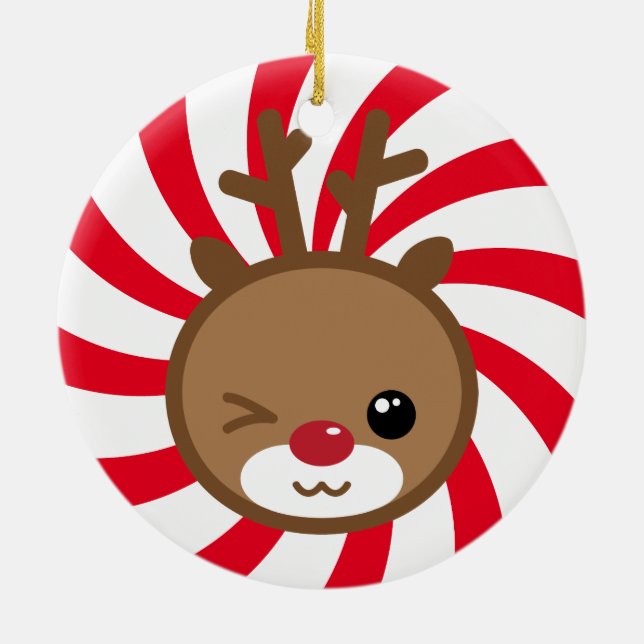 Kawaii Reindeer Christmas Ornament (Back)