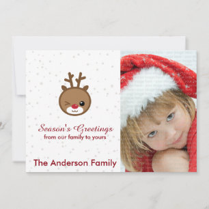 Kawaii Reindeer Christmas Photo Cards