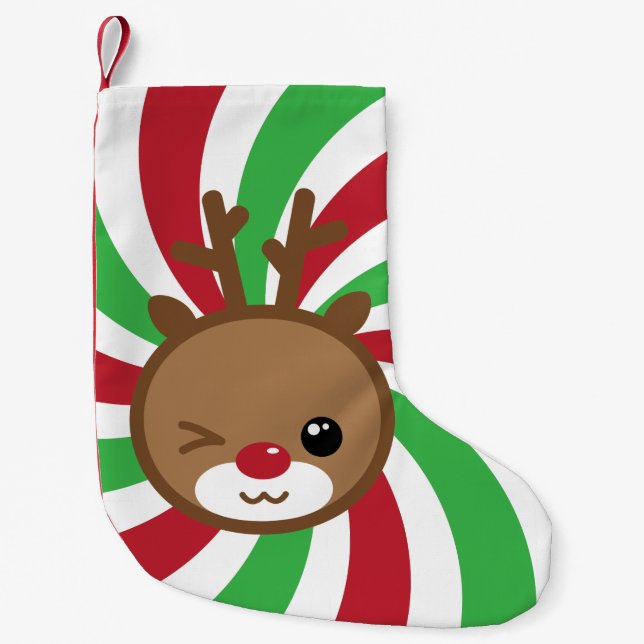 Kawaii Reindeer Christmas Stocking (Front)