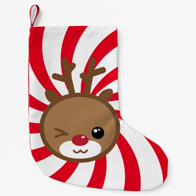 Kawaii Reindeer Christmas Stocking (Front)