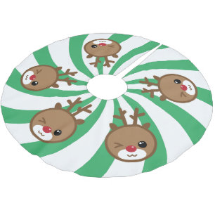 Kawaii Reindeer Christmas Tree Skirt