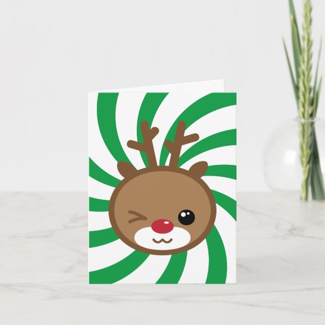 Kawaii Reindeer Greeting Card (Front)
