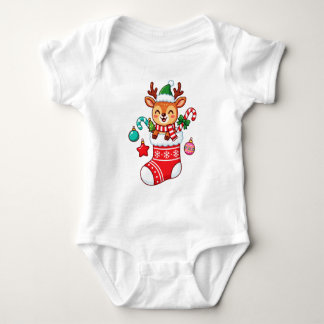 Kawaii Reindeer in Stocking Holiday Tee