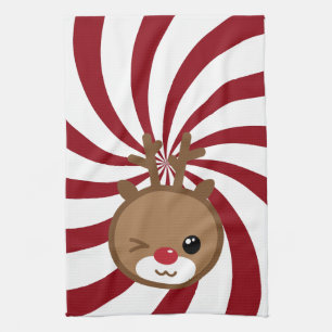 Kawaii Reindeer Kitchen Towel