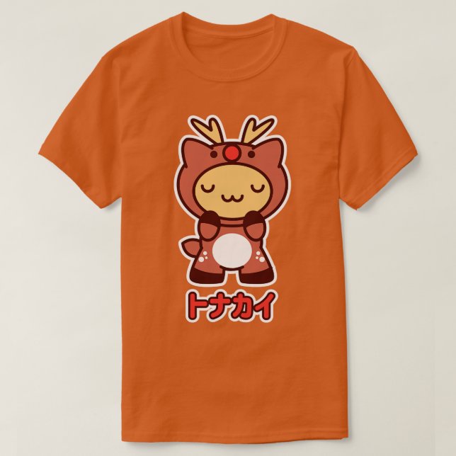 Kawaii Reindeer Kitty T-Shirt (Design Front)