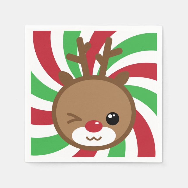 Kawaii Reindeer Paper Napkins (Front)