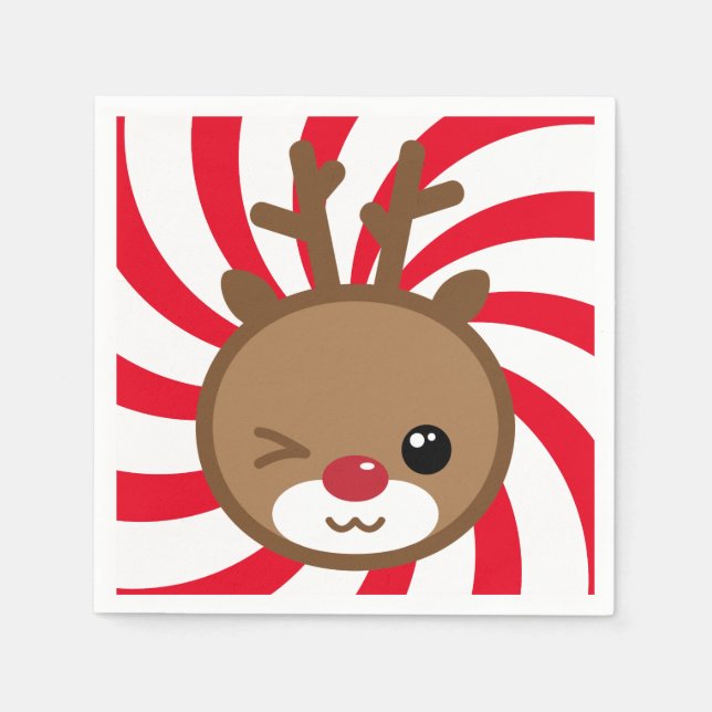 Kawaii Reindeer Paper Napkins (Front)