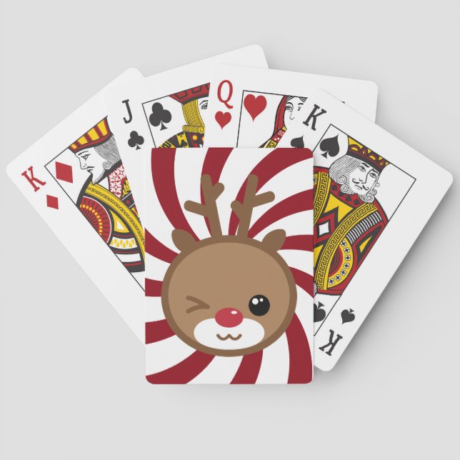 Kawaii Reindeer Playing Cards (Back)