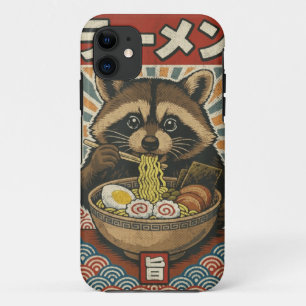 Kawaii Retro Vintage Japanese Slurping Ramen Racco iPhone 11 Case